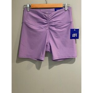 JoyLab High Rise Shorts Purple‎ Ruched Waist Athletic Workout Bike Shorts New
